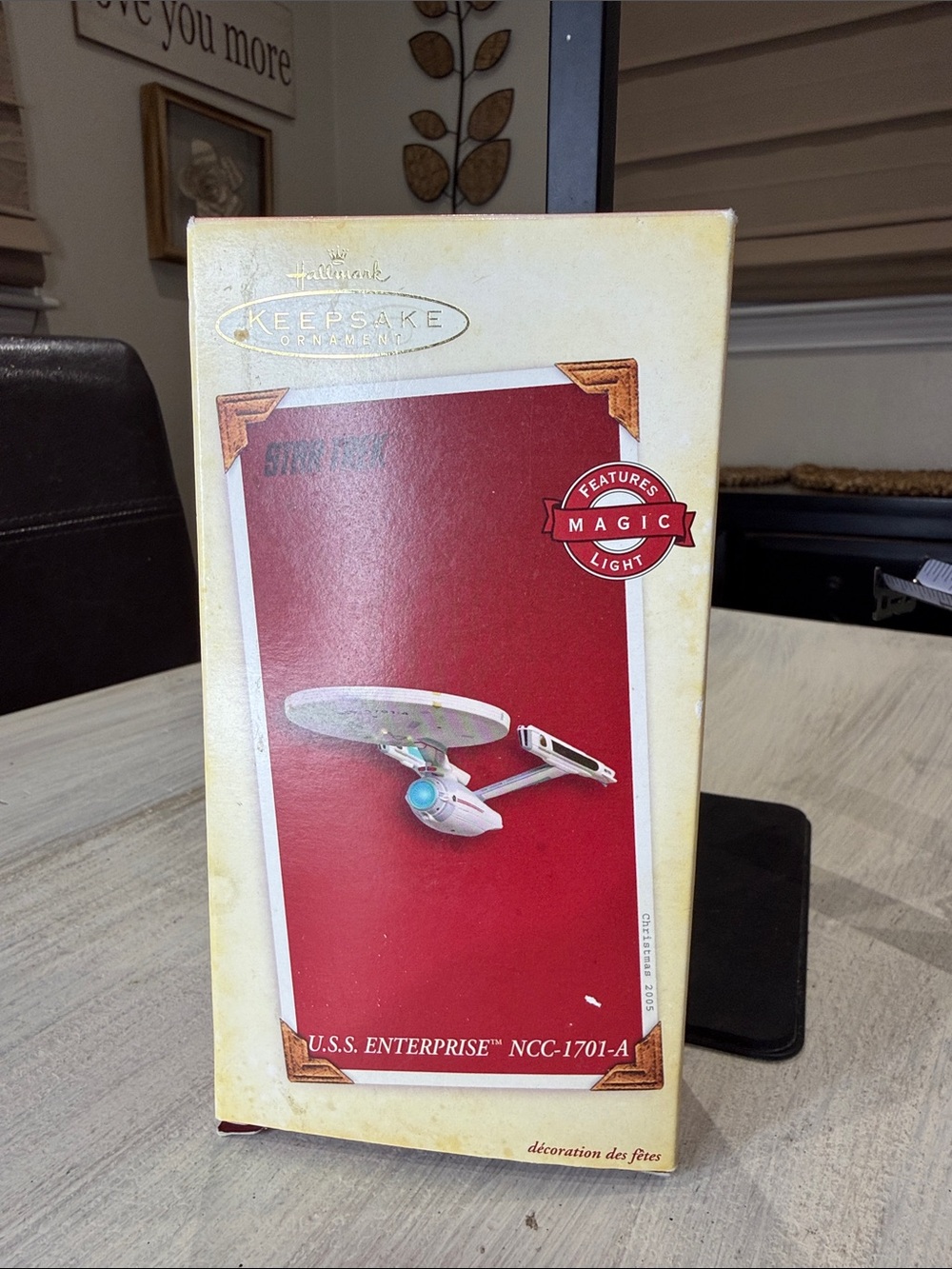 2005 Hallmark Keepsake U.S.S. Enterprise Ornament with Light - White & Blue
